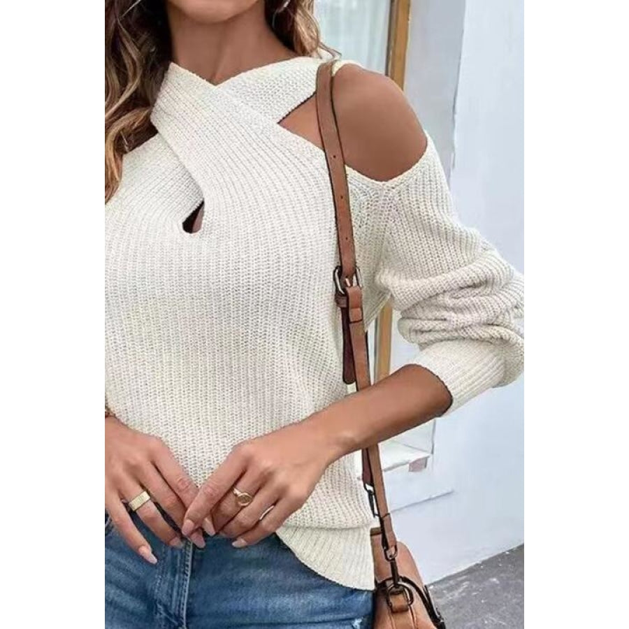 Crisscross Cold-Shoulder Sweater Clothing