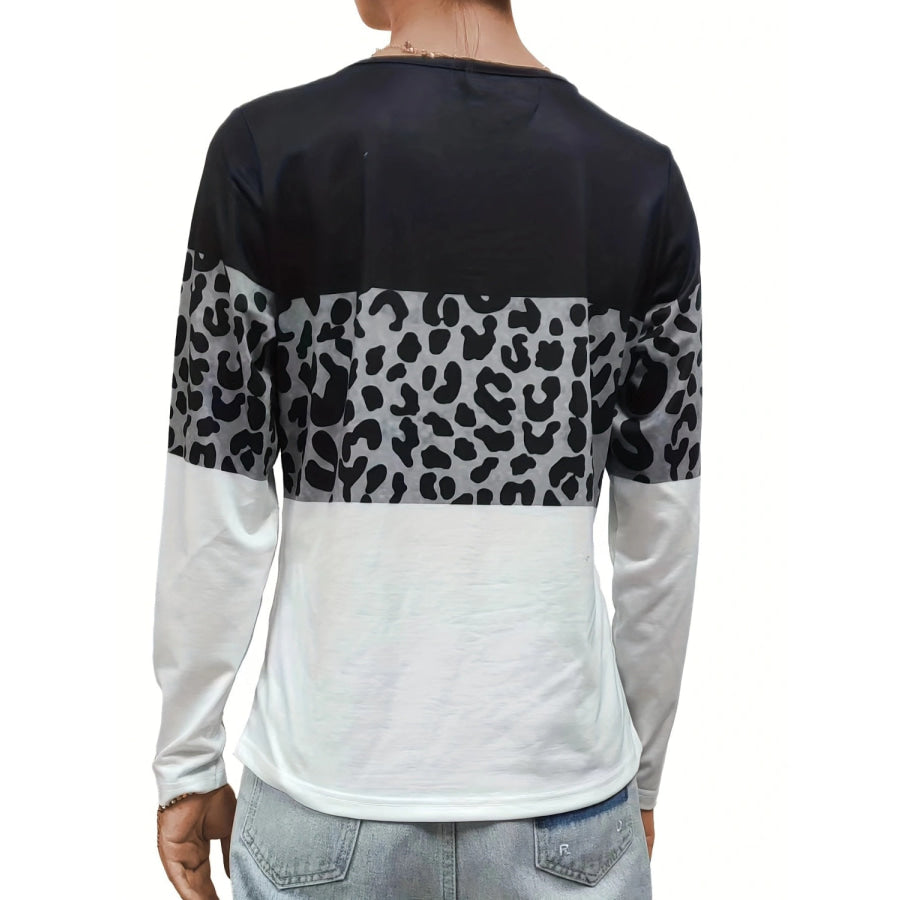 Crisscross Color Block Long Sleeve T-Shirt Apparel and Accessories