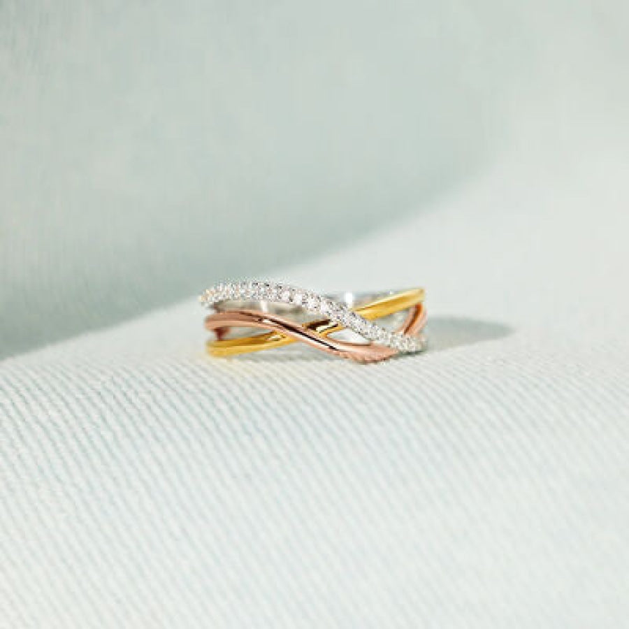 Crisscross Gold-Plated 925 Sterling Silver Ring Apparel and Accessories