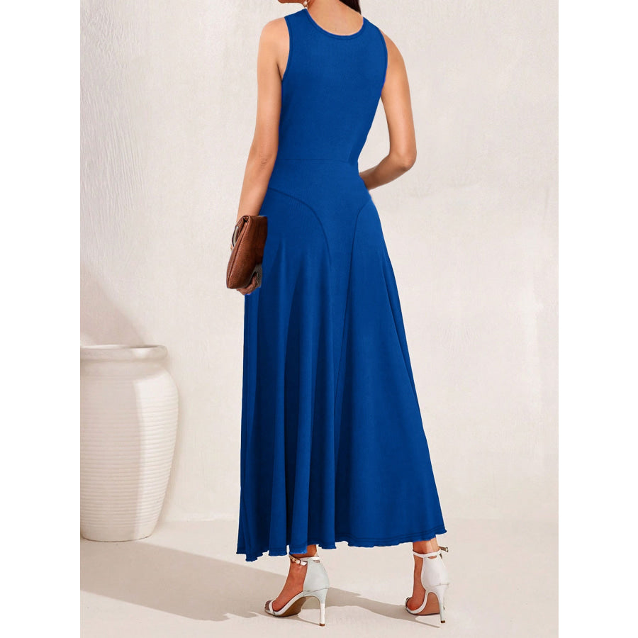 Crisscross Halter Neck A-Line Midi Dress Apparel and Accessories