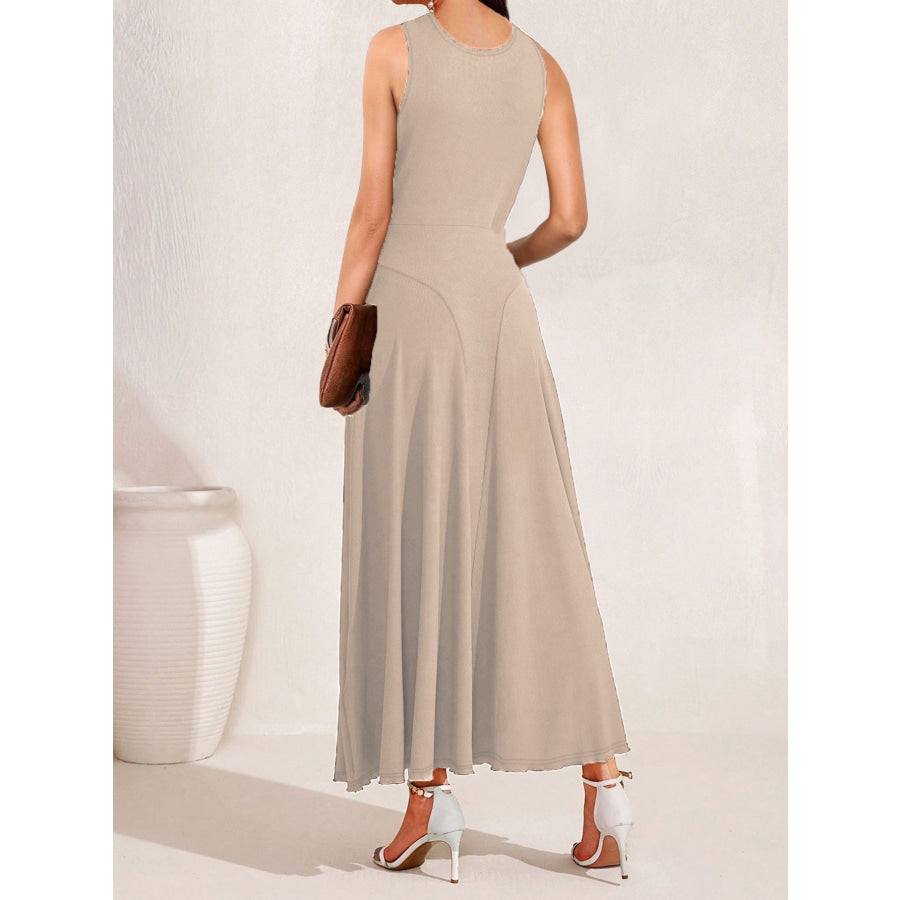 Crisscross Halter Neck A-Line Midi Dress Apparel and Accessories