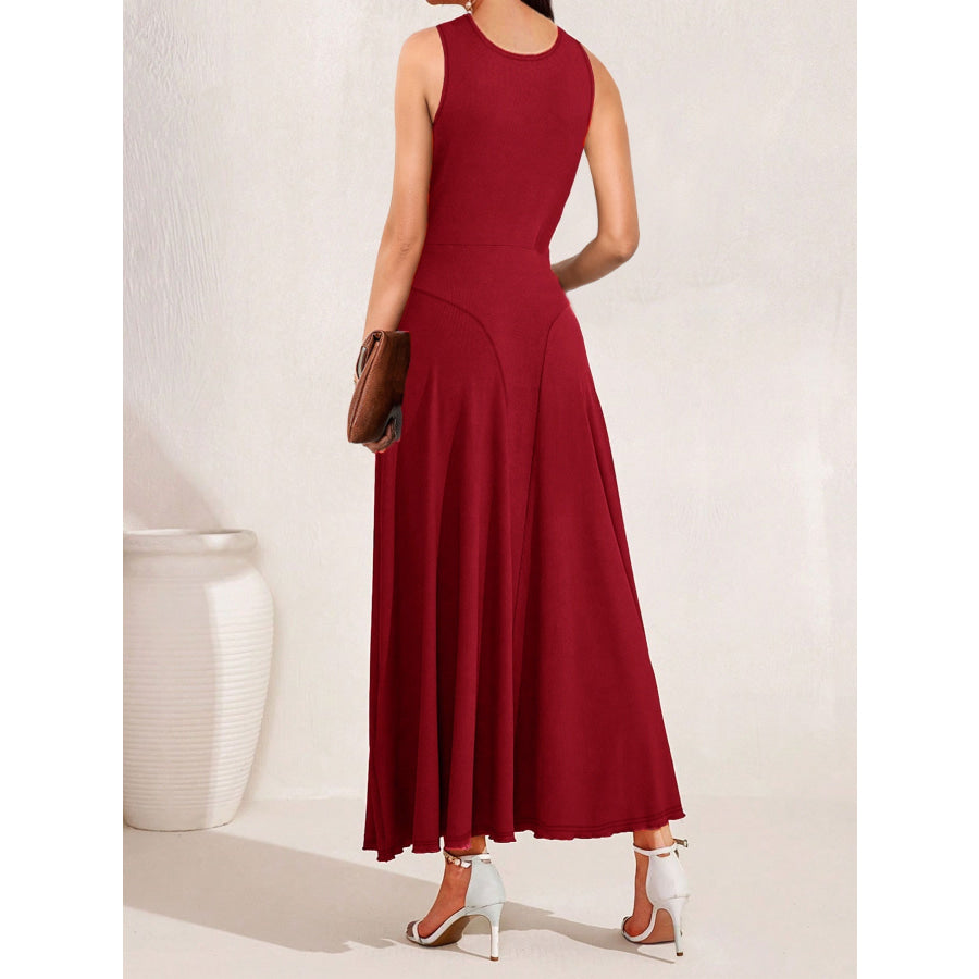 Crisscross Halter Neck A-Line Midi Dress Apparel and Accessories