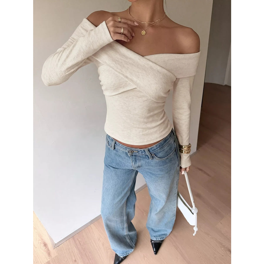 Crisscross Off-Shoulder Long Sleeve Top Apparel and Accessories