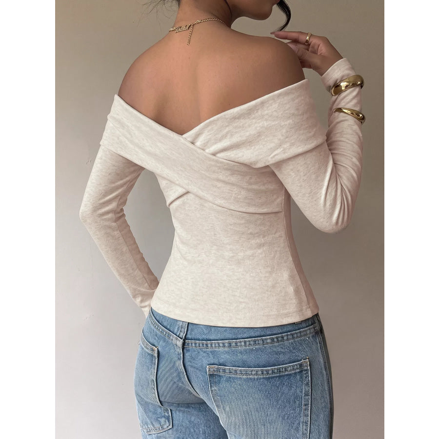 Crisscross Off-Shoulder Long Sleeve Top Apparel and Accessories