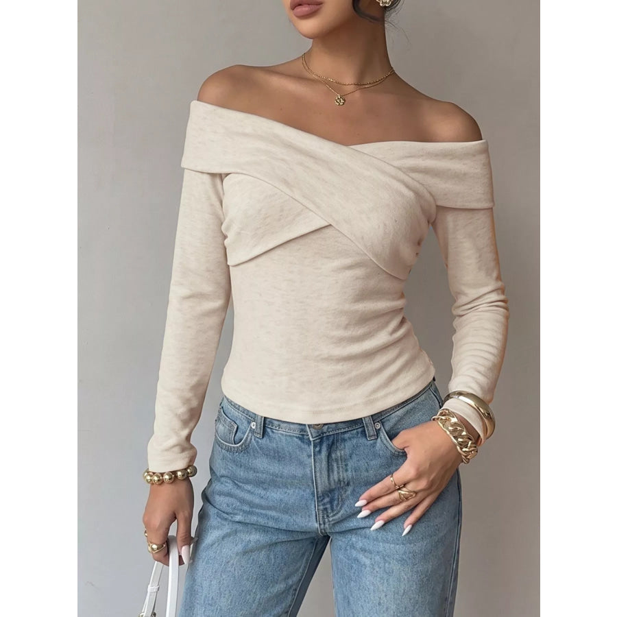 Crisscross Off-Shoulder Long Sleeve Top Apparel and Accessories