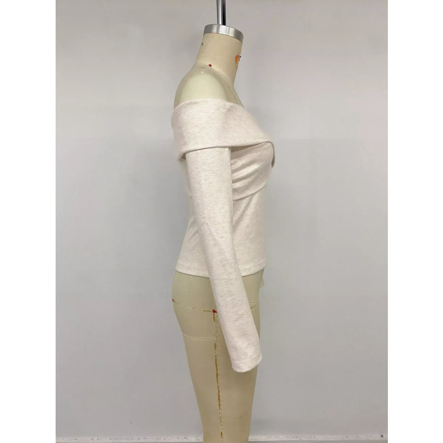 Crisscross Off-Shoulder Long Sleeve Top Apparel and Accessories