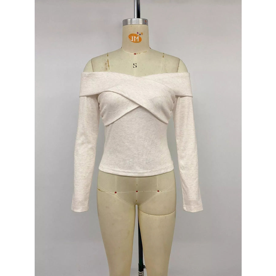 Crisscross Off-Shoulder Long Sleeve Top Apparel and Accessories