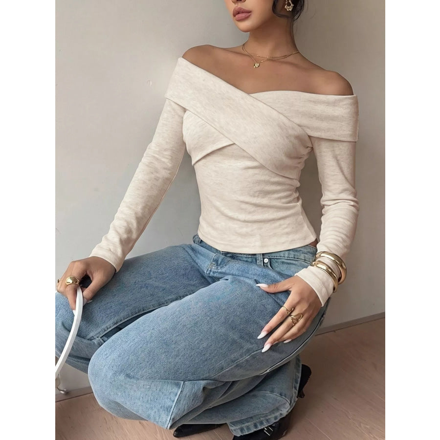 Crisscross Off-Shoulder Long Sleeve Top Apparel and Accessories