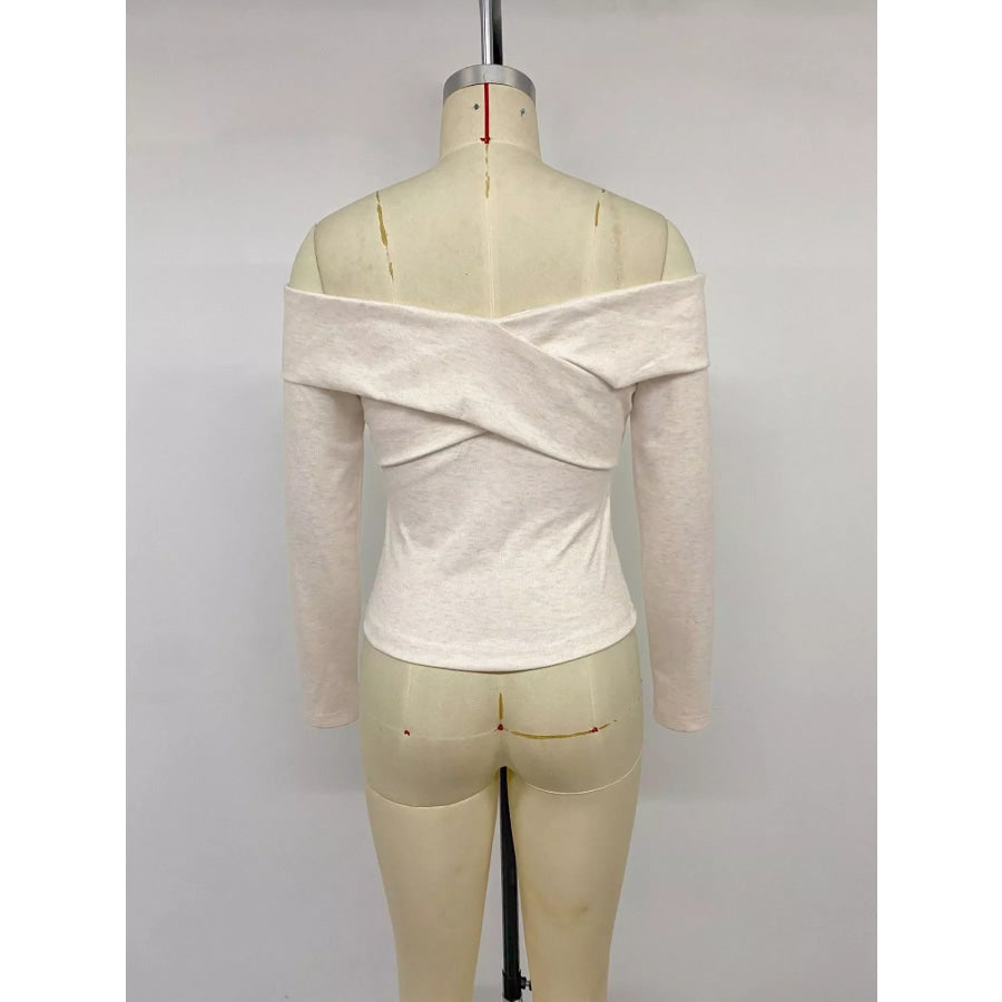 Crisscross Off-Shoulder Long Sleeve Top Apparel and Accessories