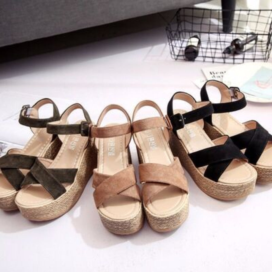 Crisscross Open Toe Wedge Sandals Apparel and Accessories