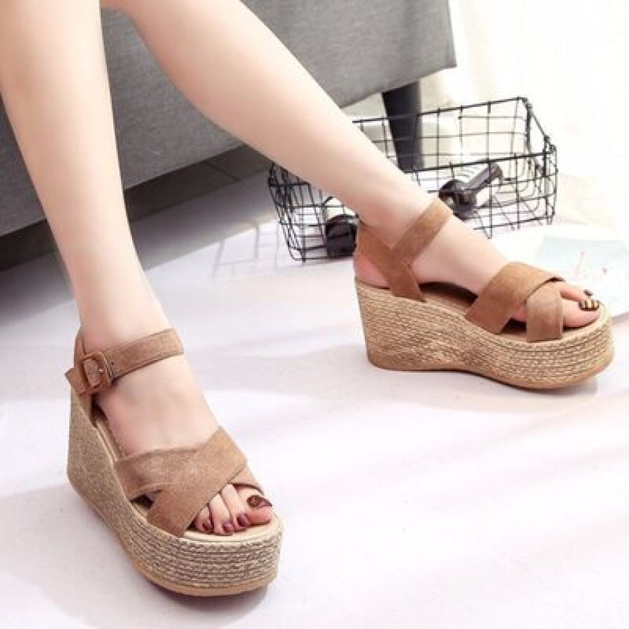 Crisscross Open Toe Wedge Sandals Apparel and Accessories