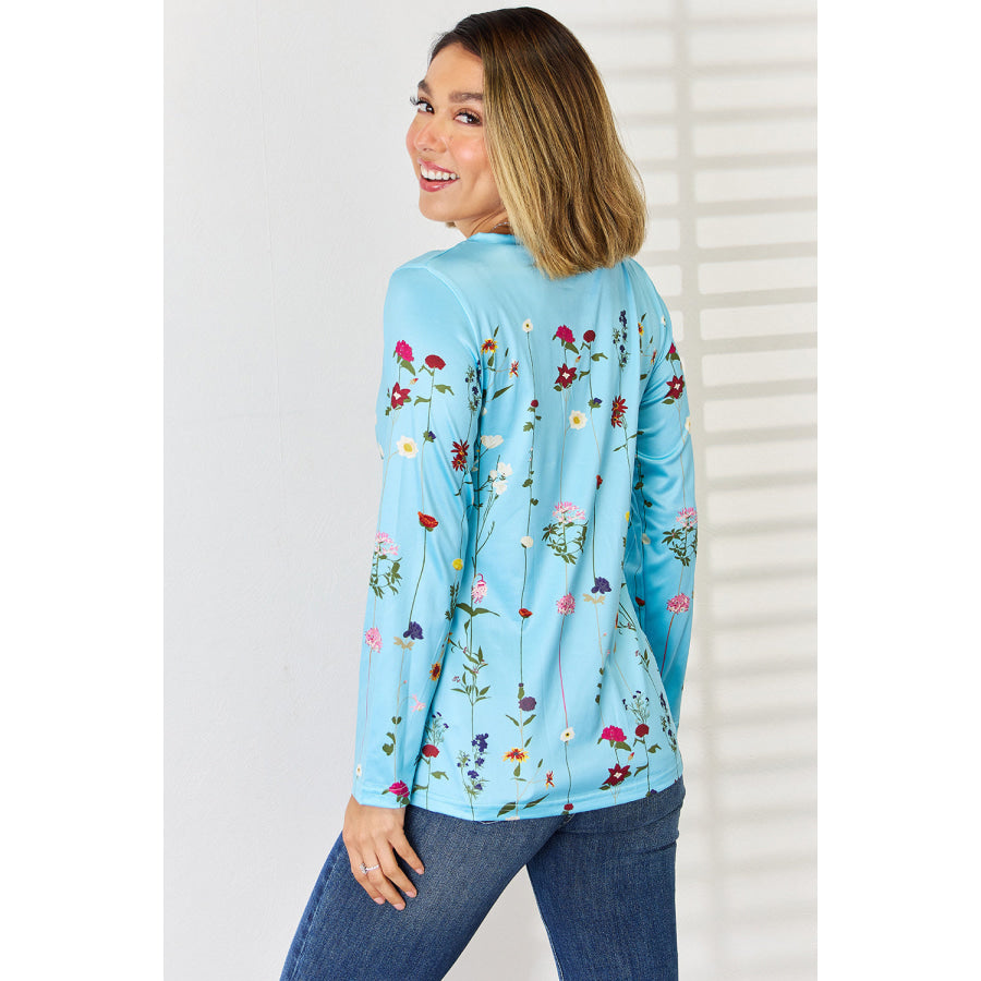 Crisscross Printed Long Sleeve T-Shirt Apparel and Accessories