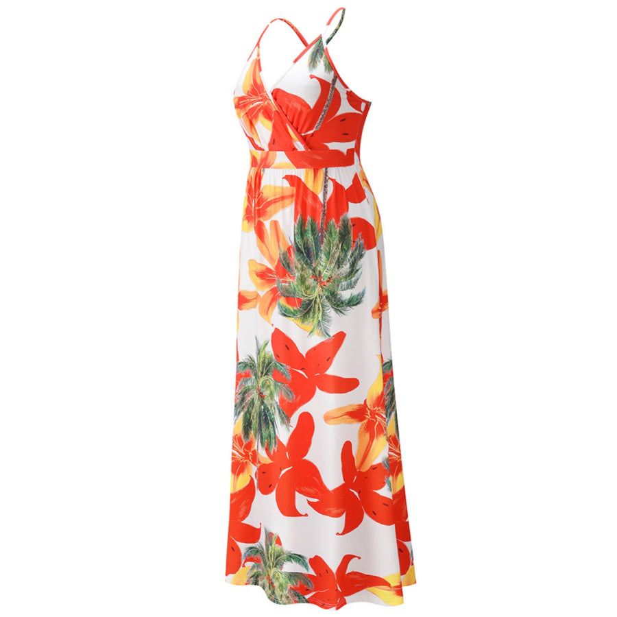 Crisscross Printed Surplice Cami Dress Apparel and Accessories