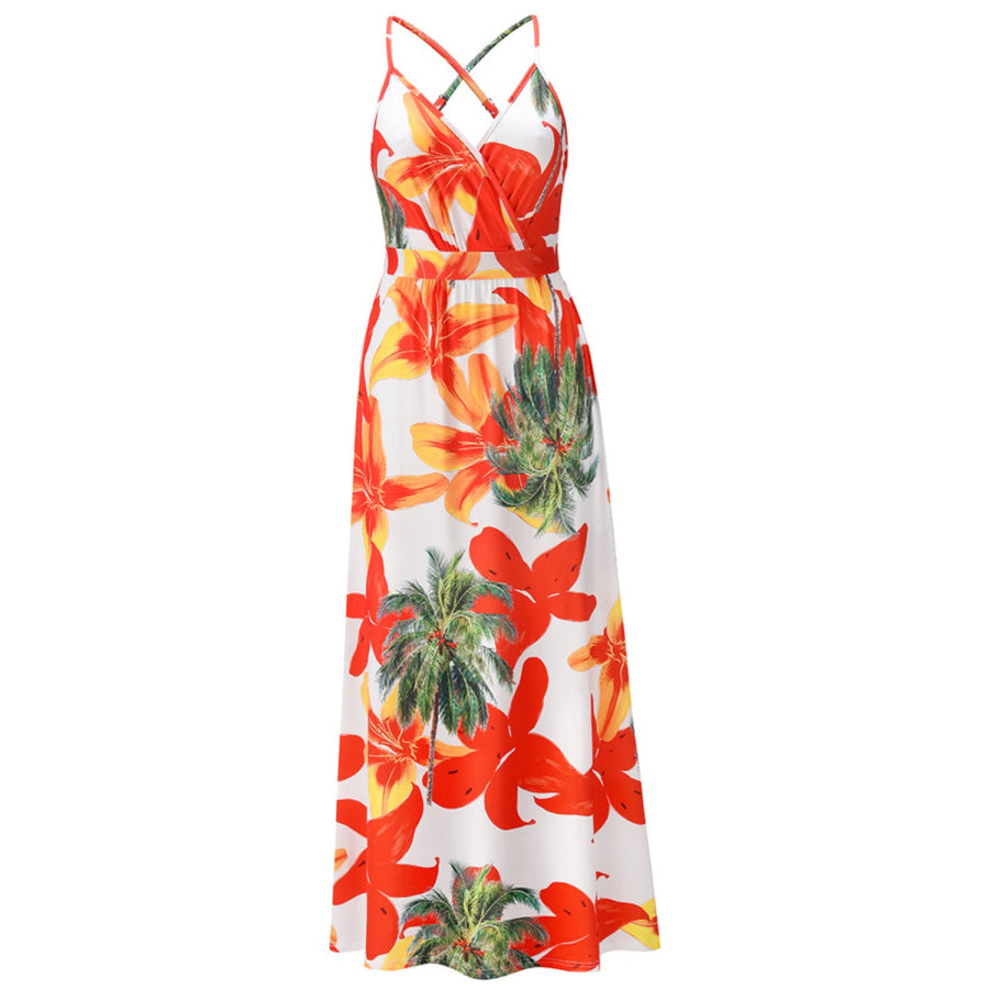 Crisscross Printed Surplice Cami Dress Apparel and Accessories