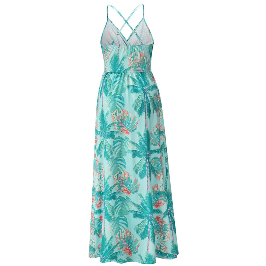 Crisscross Printed Surplice Cami Dress Apparel and Accessories