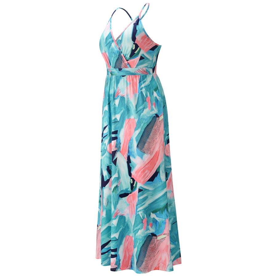 Crisscross Printed Surplice Cami Dress Apparel and Accessories