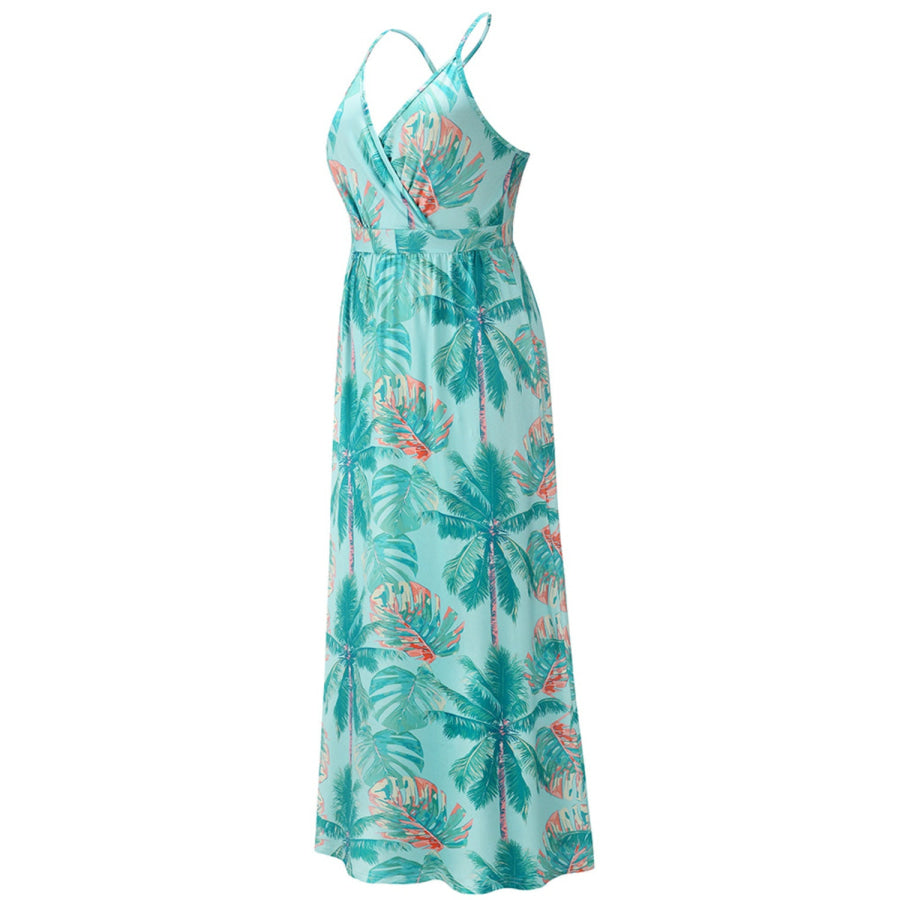 Crisscross Printed Surplice Cami Dress Apparel and Accessories