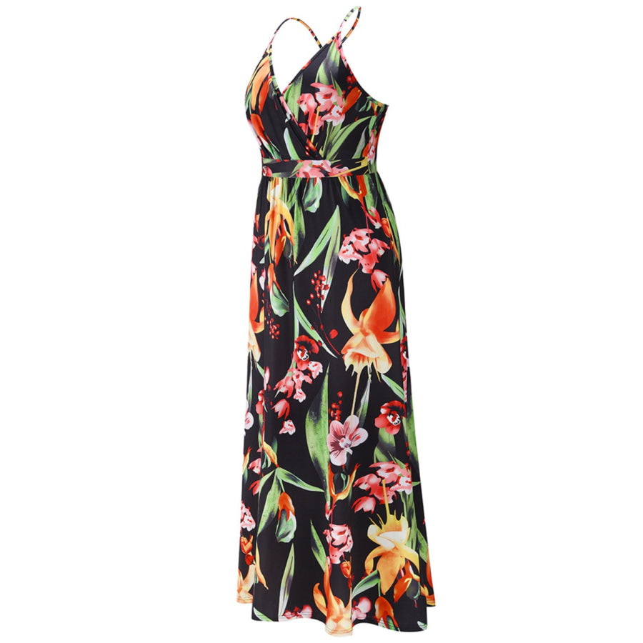 Crisscross Printed Surplice Cami Dress Apparel and Accessories