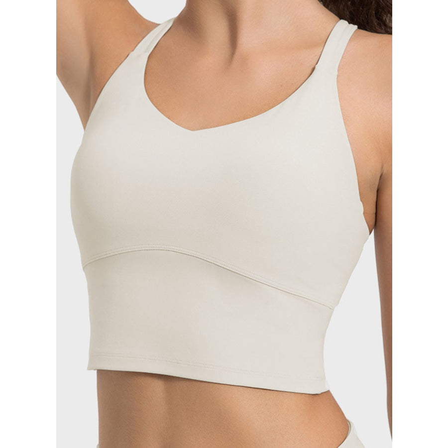 Crisscross Round Neck Active Tank Beige / 4 Apparel and Accessories