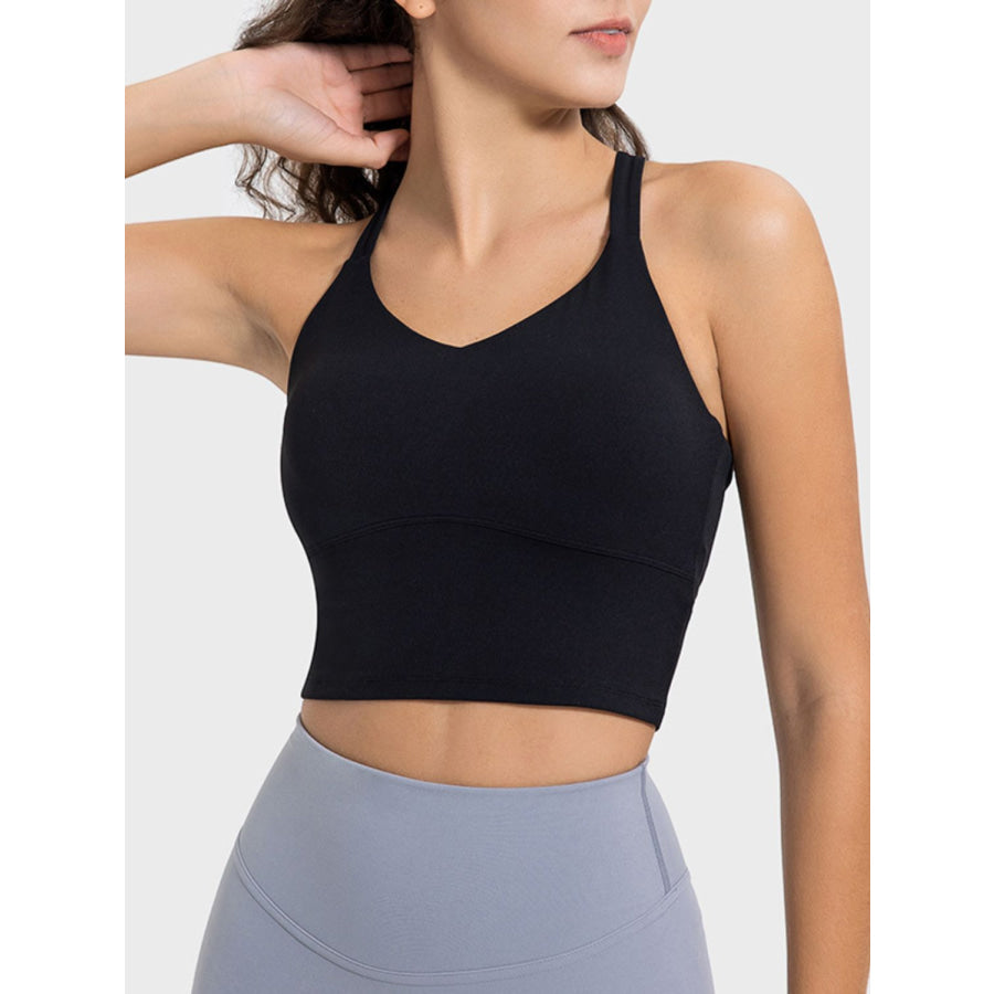 Crisscross Round Neck Active Tank Black / 4 Apparel and Accessories