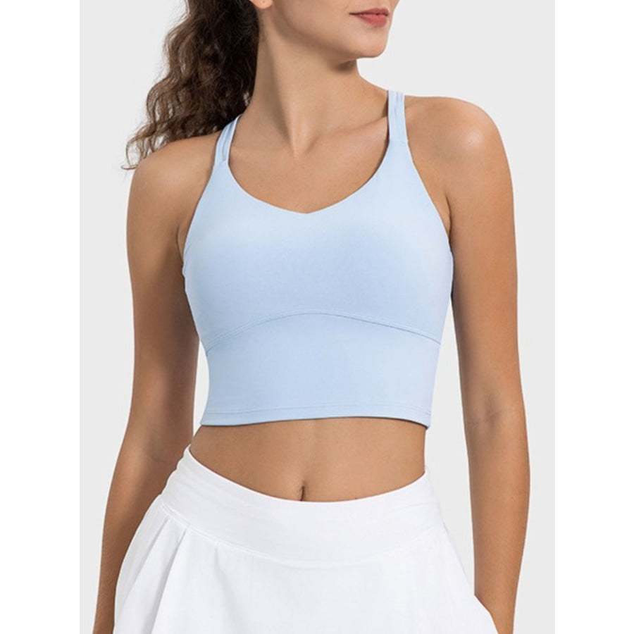 Crisscross Round Neck Active Tank Light Blue / 4 Apparel and Accessories