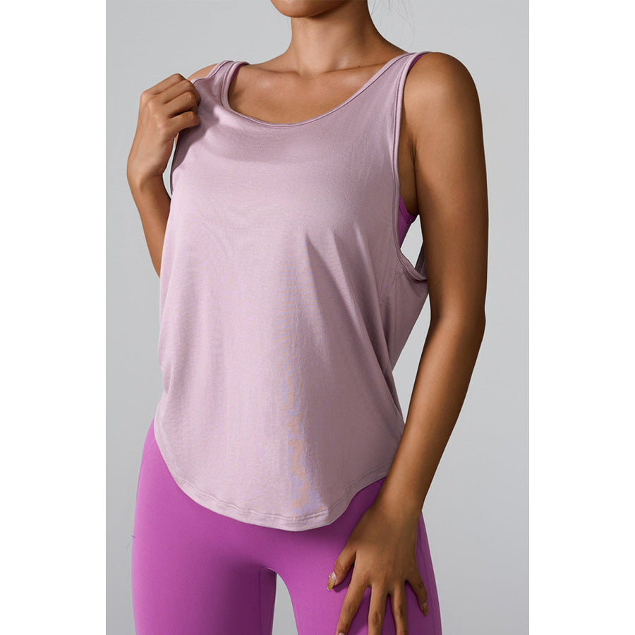 Crisscross Round Neck Active Tank Lilac / S Apparel and Accessories