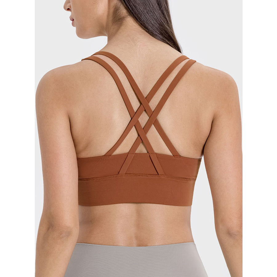 Crisscross Scoop Neck Active Tank Caramel / 4 Apparel and Accessories