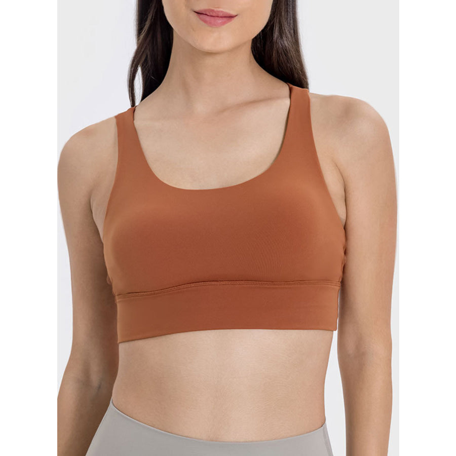 Crisscross Scoop Neck Active Tank Caramel / 4 Apparel and Accessories