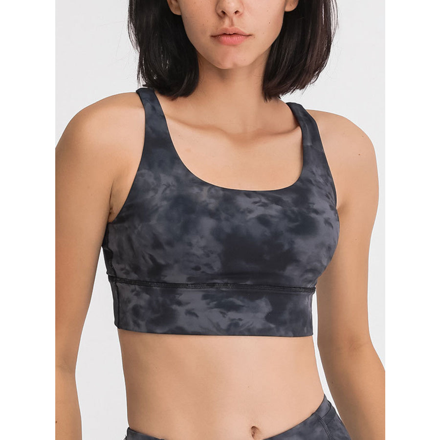 Crisscross Scoop Neck Active Tank Dark Gray / 4 Apparel and Accessories