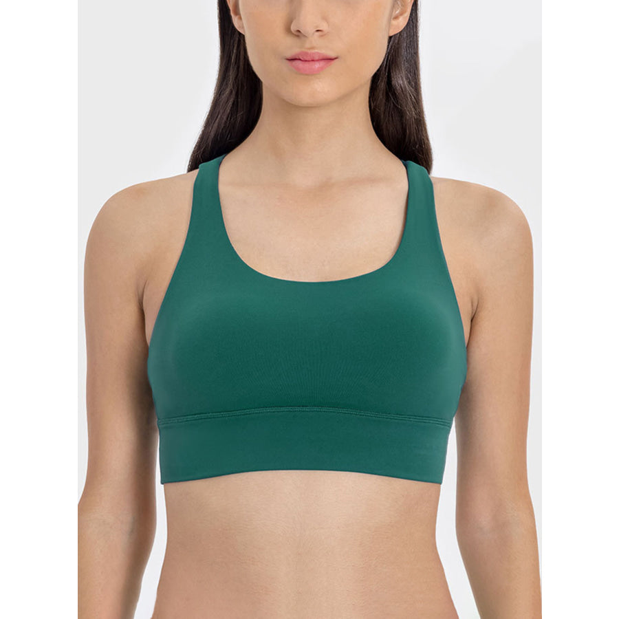 Crisscross Scoop Neck Active Tank Dark Green / 4 Apparel and Accessories