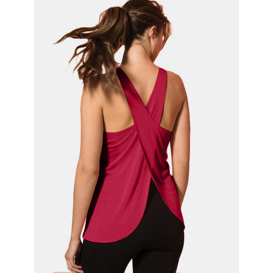 Crisscross Scoop Neck Active Tank Deep Red / S