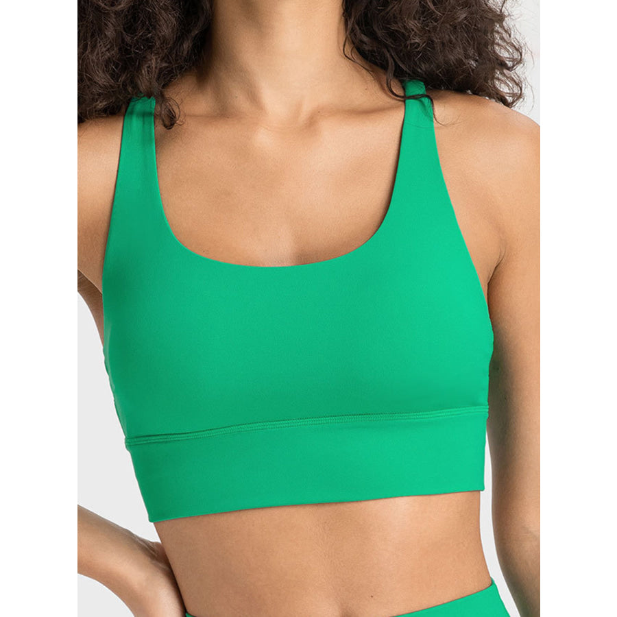 Crisscross Scoop Neck Active Tank Green / 4 Apparel and Accessories