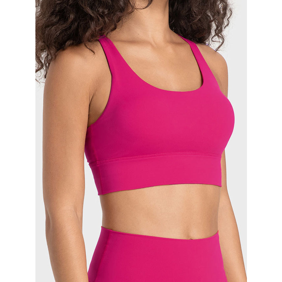 Crisscross Scoop Neck Active Tank Hot Pink / 4 Apparel and Accessories