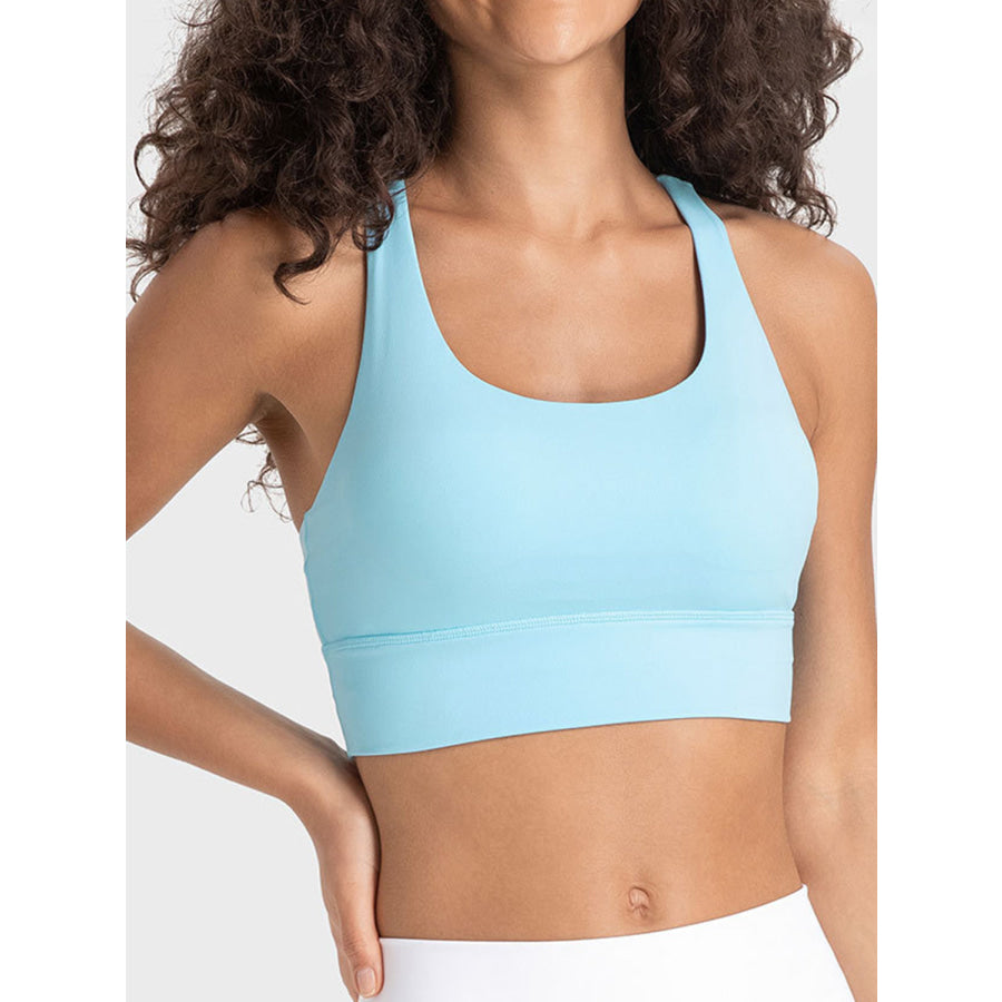 Crisscross Scoop Neck Active Tank Pastel Blue / 4 Apparel and Accessories