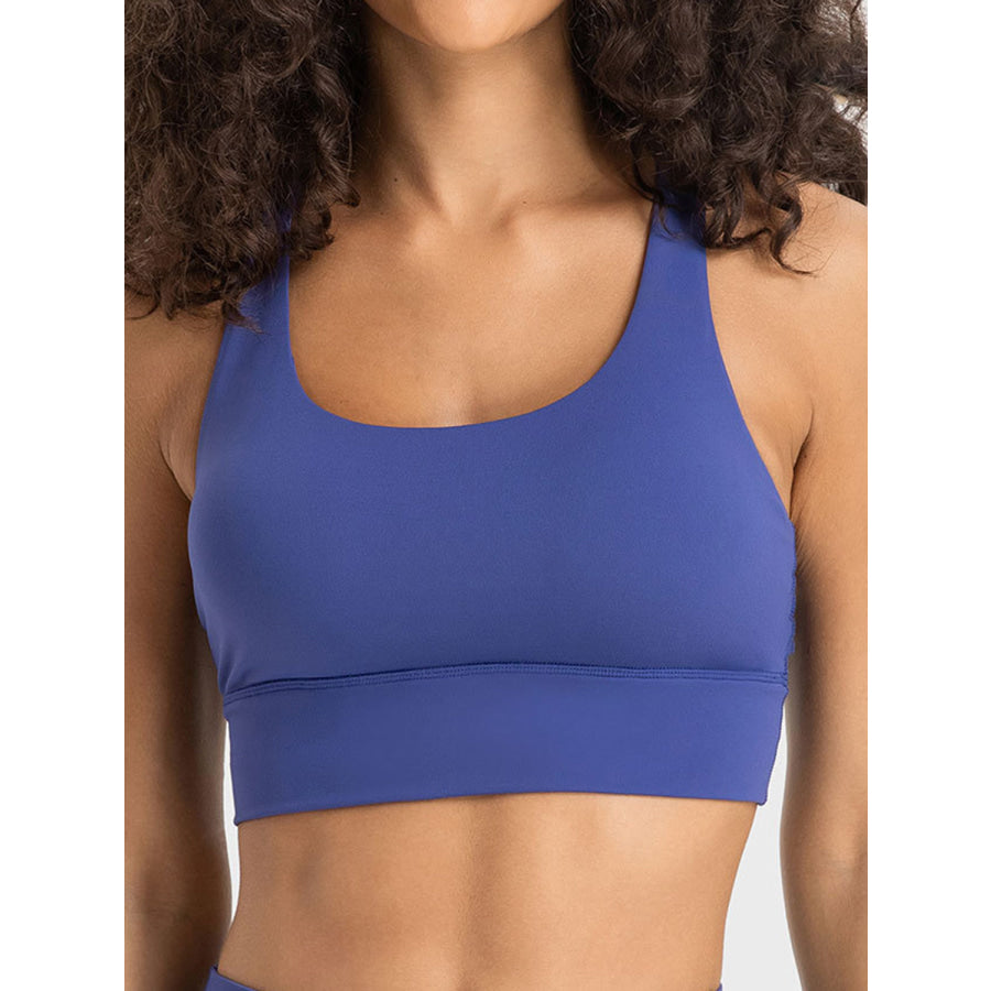 Crisscross Scoop Neck Active Tank Royal Blue / 4 Apparel and Accessories