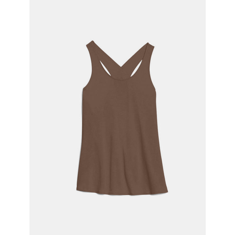 Crisscross Scoop Neck Active Tank Coffee Brown / S