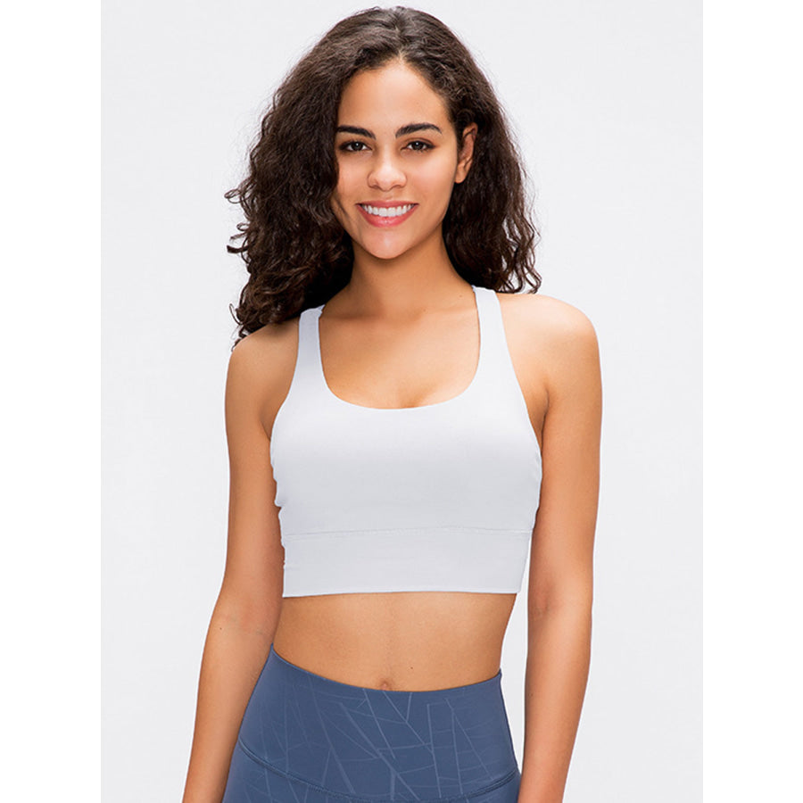 Crisscross Scoop Neck Active Tank White / 4 Apparel and Accessories