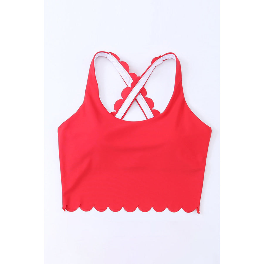 Crisscross Scoop Neck Swim Top Apparel and Accessories