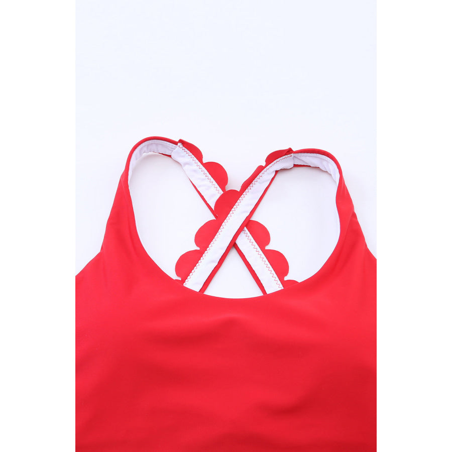 Crisscross Scoop Neck Swim Top Apparel and Accessories