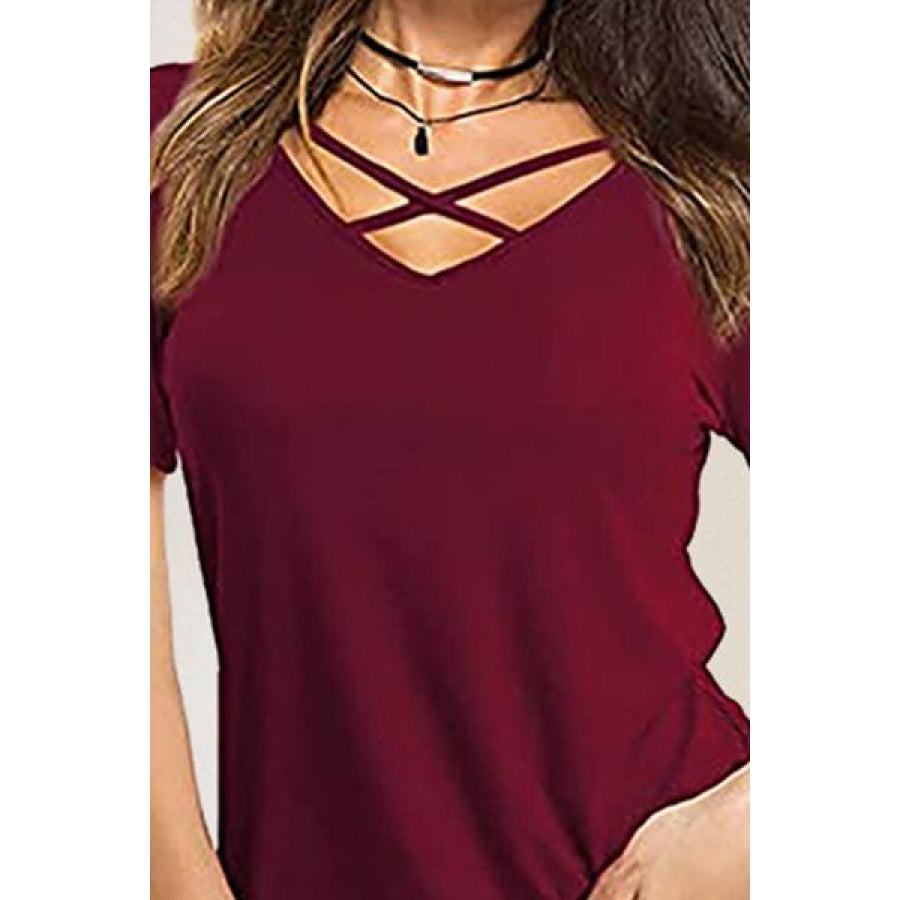 Crisscross Short Sleeve T-Shirt Apparel and Accessories