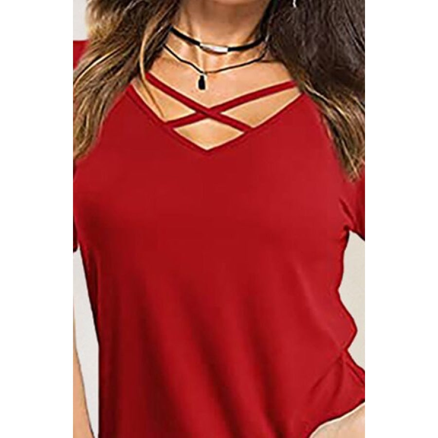 Crisscross Short Sleeve T-Shirt Apparel and Accessories