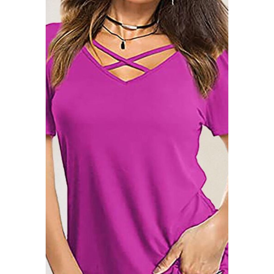 Crisscross Short Sleeve T-Shirt Apparel and Accessories