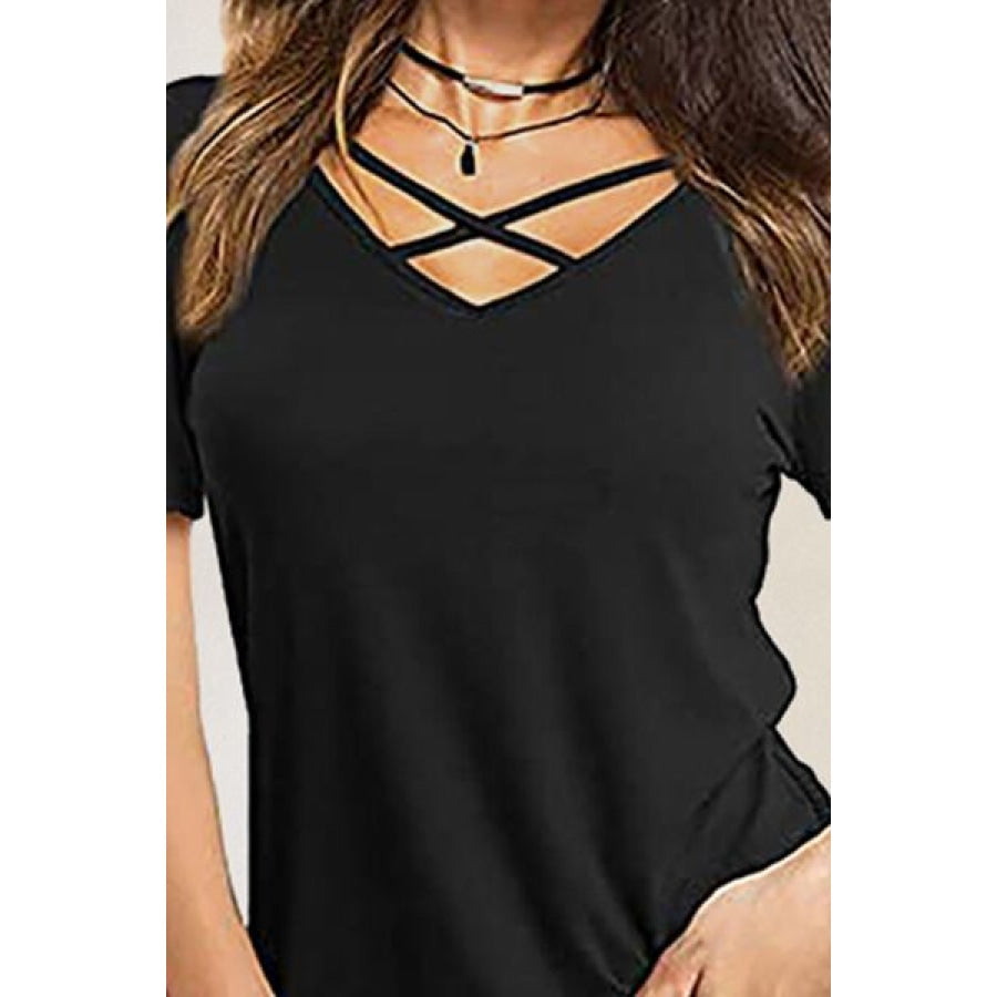 Crisscross Short Sleeve T-Shirt Apparel and Accessories