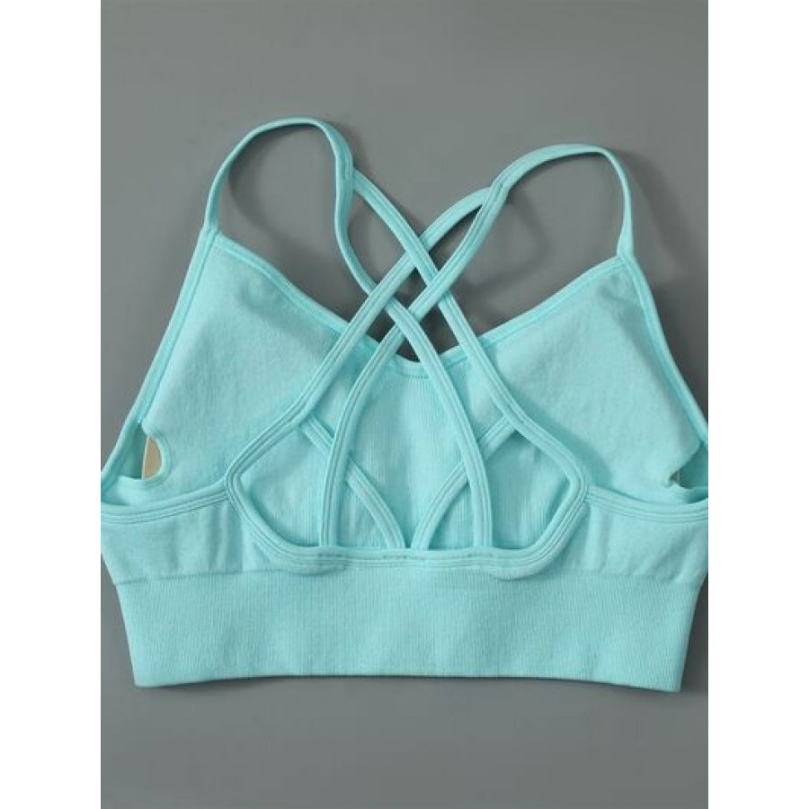 Crisscross Spaghetti Strap Active Bra Apparel and Accessories