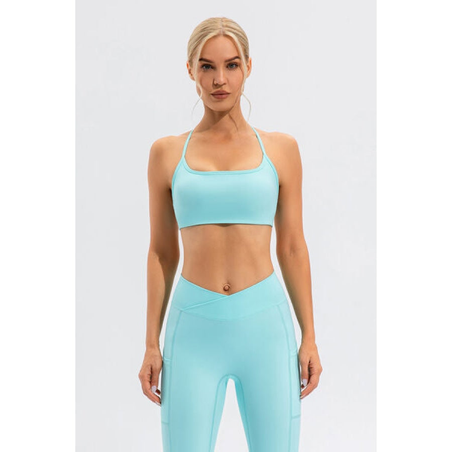 Crisscross Spaghetti Strap Active Cami Aqua / S Clothing