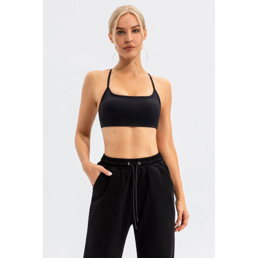 Crisscross Spaghetti Strap Active Cami Black / S Clothing