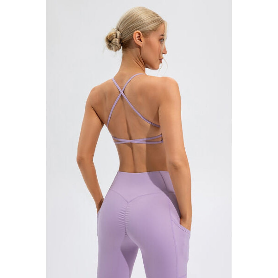 Crisscross Spaghetti Strap Active Cami Lilac / S Clothing