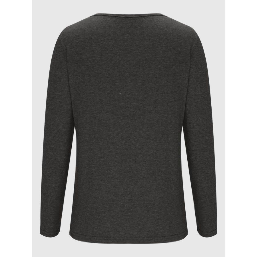 Crisscross V-Neck Long Sleeve T-Shirt Apparel and Accessories