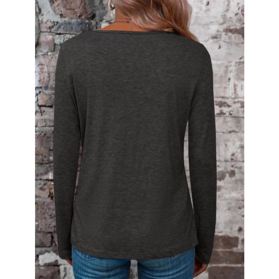 Crisscross V-Neck Long Sleeve T-Shirt Apparel and Accessories