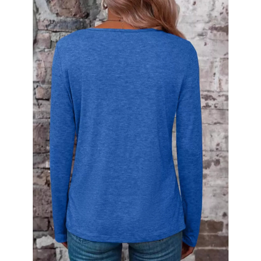 Crisscross V-Neck Long Sleeve T-Shirt Apparel and Accessories